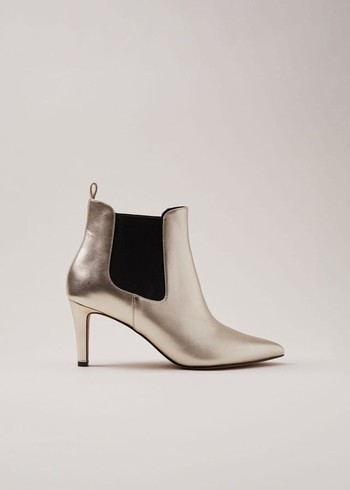 Phase Eight Leather Metallic Boots Gold Canada | TMGAZF-947